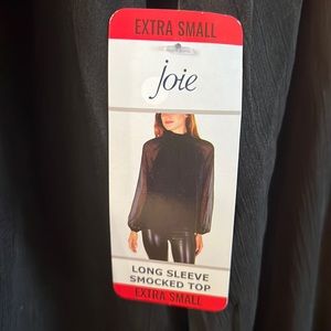 Joie Long Sleeved Smock Top blouse XS,  Caviar color, 100%polyester, NWT